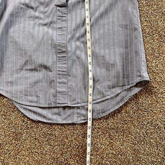 J. Crew Blue Striped Short Sleeve Popover Shirt.  Cotton  Size Medium - Picture 6 of 8